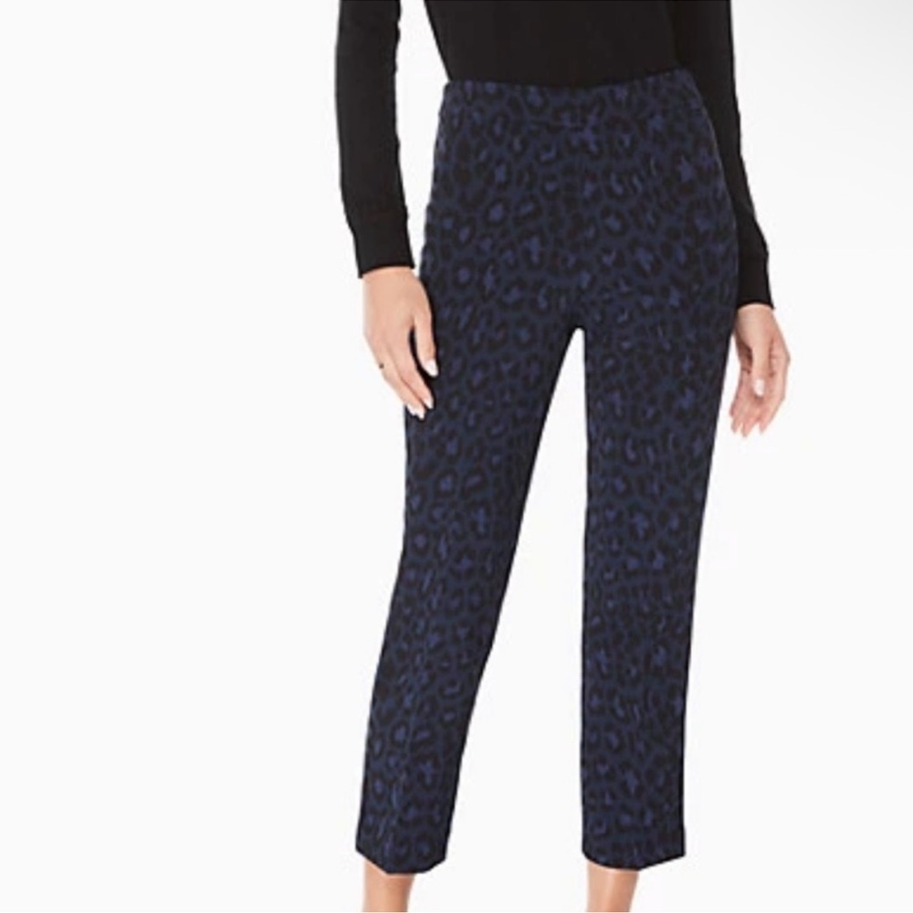 KATE SPADE Blue Leopard Print Crop Slim Stretch Pants in Size 0 — Designer LOVE!